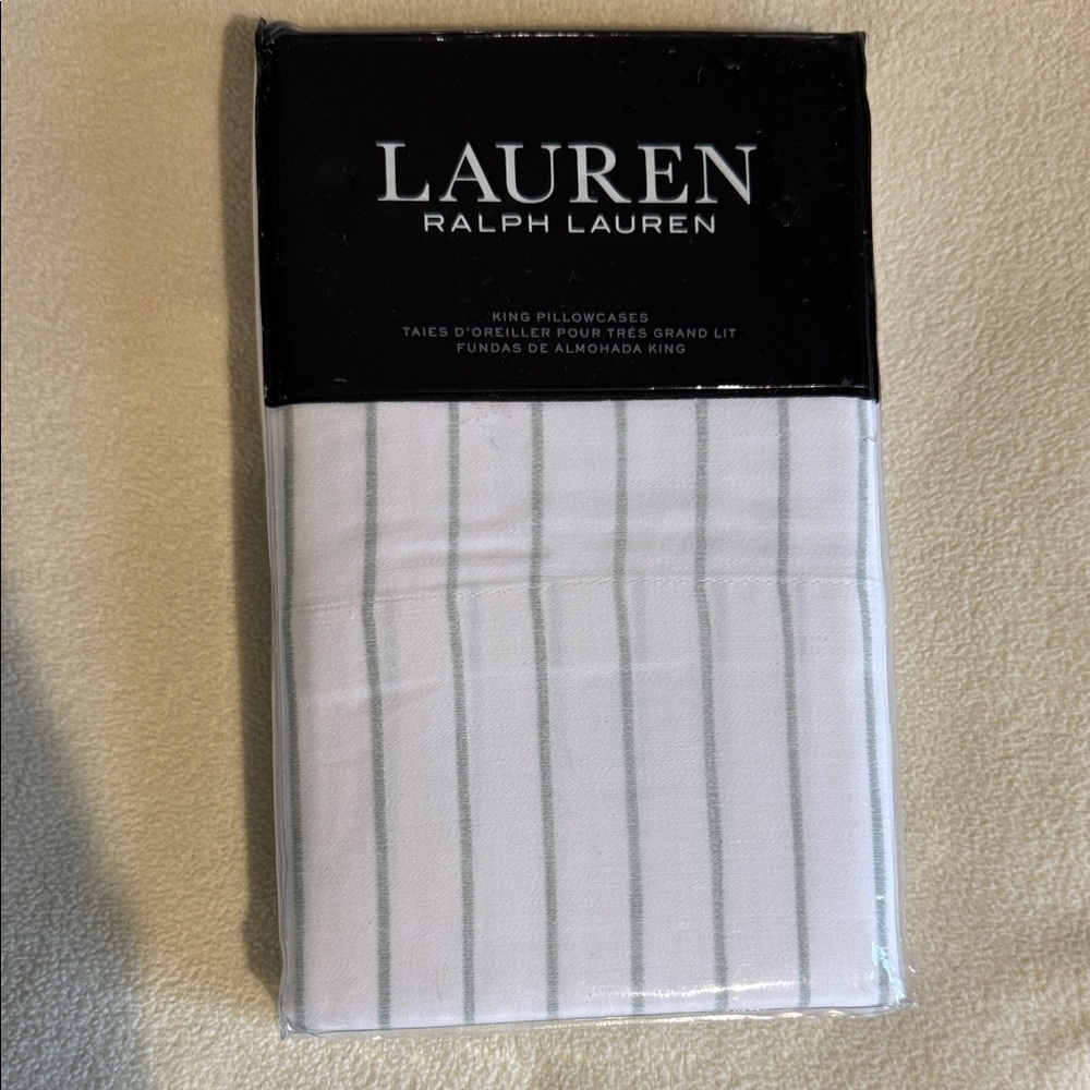 Ralph Lauren Spencer stripe KING White and Gray Striped Pillowcases